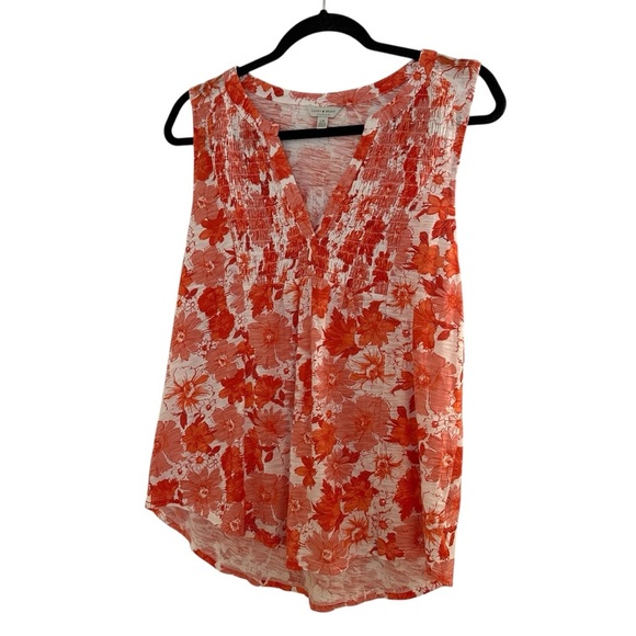Lucky Brand sleeveless boho floral orange and white cotton modal top Large - Picture 3 of 12